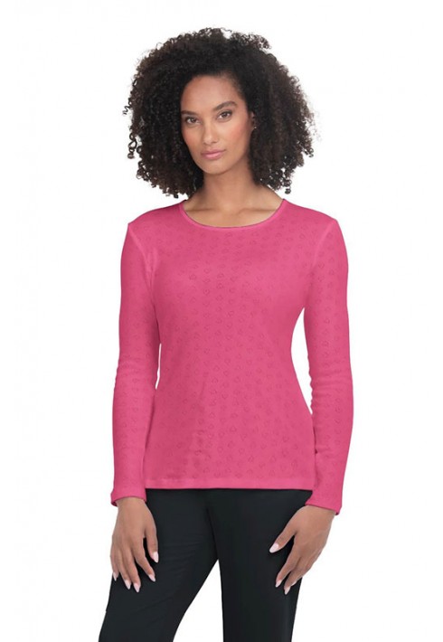 Koi – 1110 - Rohan Women's 100% Cotton Long-Sleeve Tee - Heart Pointelle Geranium