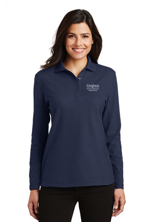 Creighton – L500LS - Port Authority® Ladies Silk Touch™ Long Sleeve Polo