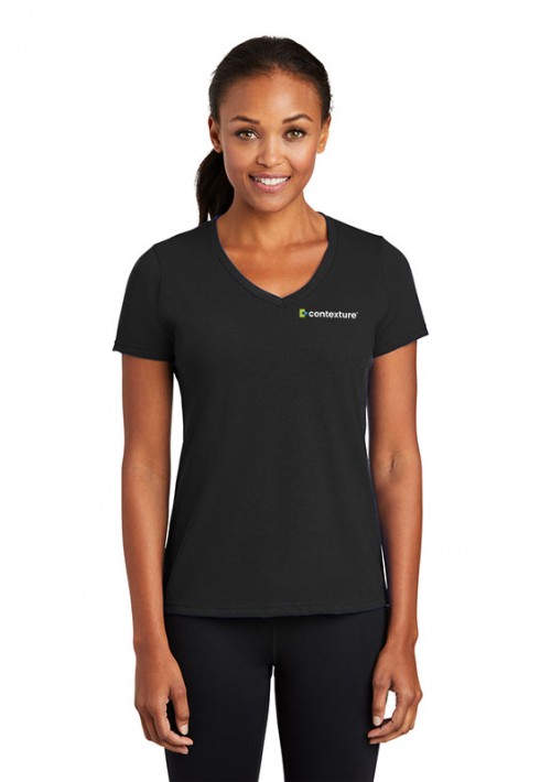 Contexture New Hire – LPC381V – Ladies Performance V-Neck Tee - Black