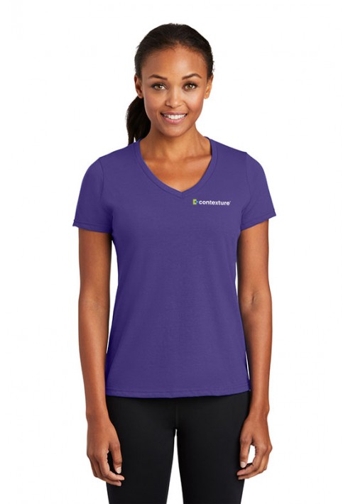 Contexture New Hire – LPC381V – Ladies Performance V-Neck Tee - Purple