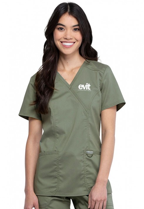 Ww610 cherokee workwear revolution women's mock wrap top cheap