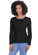 Koi – 1110 - Rohan Women's 100% Cotton Long-Sleeve Tee – Heart Pointelle Black
