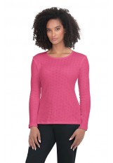 Koi – 1110 - Rohan Women's 100% Cotton Long-Sleeve Tee - Heart Pointelle Geranium