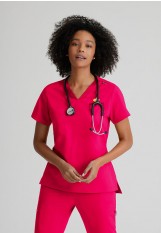 Adelante Refresh Special – Grey’s Stretch GVST028 – Ladies V-Neck Top - Vibrance Pink