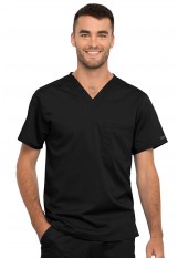 Revolution – WW625 – Unisex 1 Pocket Tuckable V-Neck Top – Black