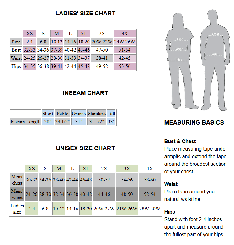 Sizing - Apparel Pro Health Care Wear